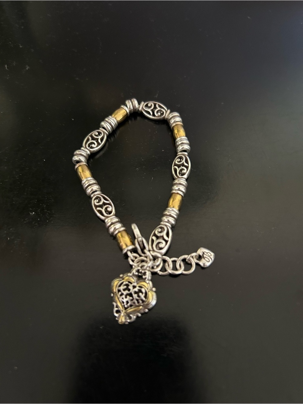 Brighton Silver and Gold Heart Charm Bracelet